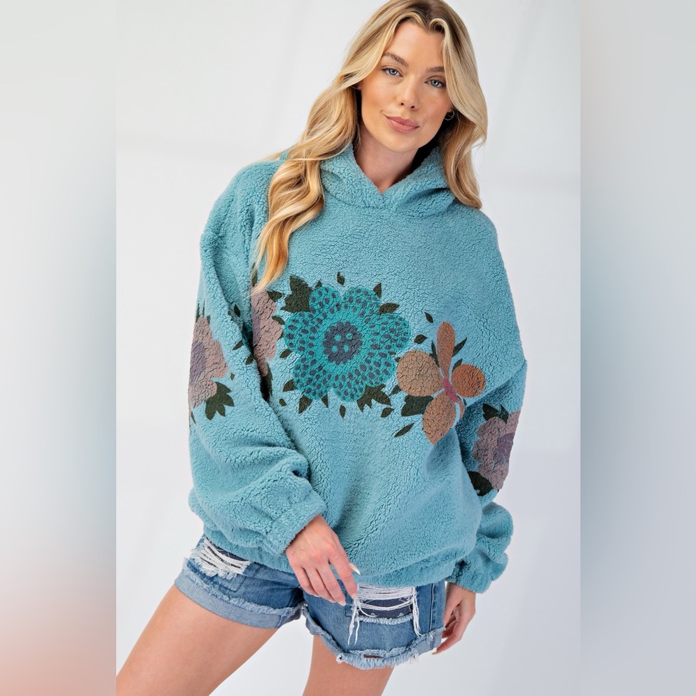 Easel Blue Floral Hoodie